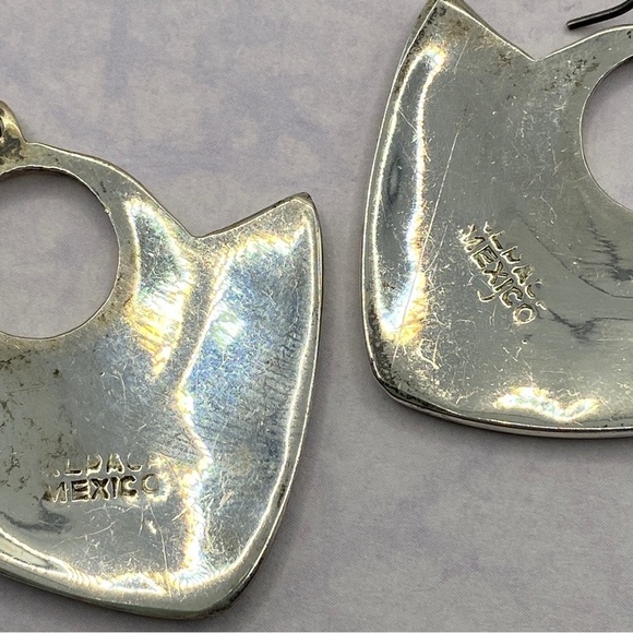 Vintage Abalone Alpaca Silver Earrings - Picture 7 of 9